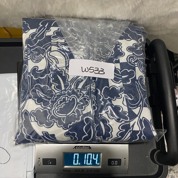 VTG TAIL Women's Lightweight Blue & White Floral Full Zip Bomber Jacket‎ Small - Picture 10 of 10